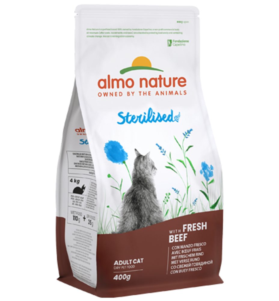 Almo Nature Sterilised - pro kastrované kočky s čerstvým hovězím 400g