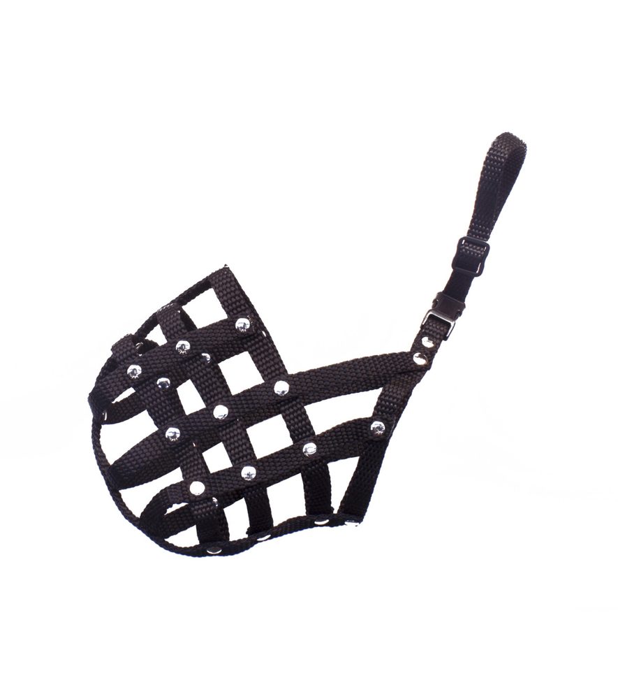 BAFPET Popruhový náhubek, pletený - Černá - OČ 20cm, DČ 7cm, OK 35-47cm