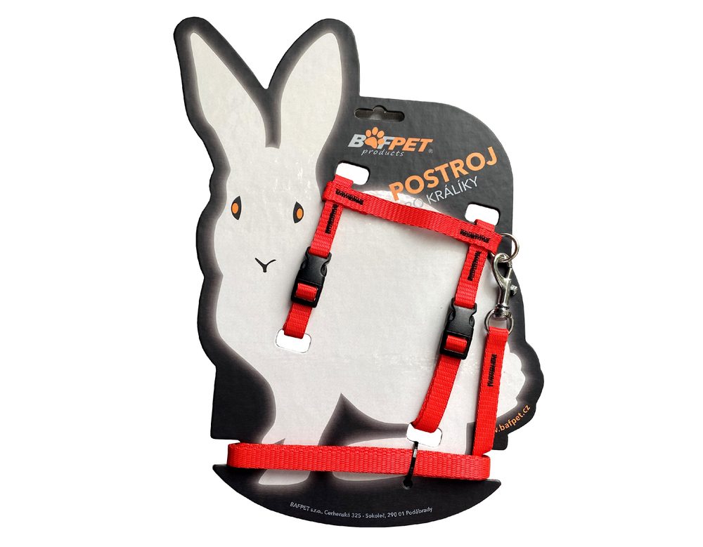 BAFPET Set postroj + vodítko pro králíky - Červená