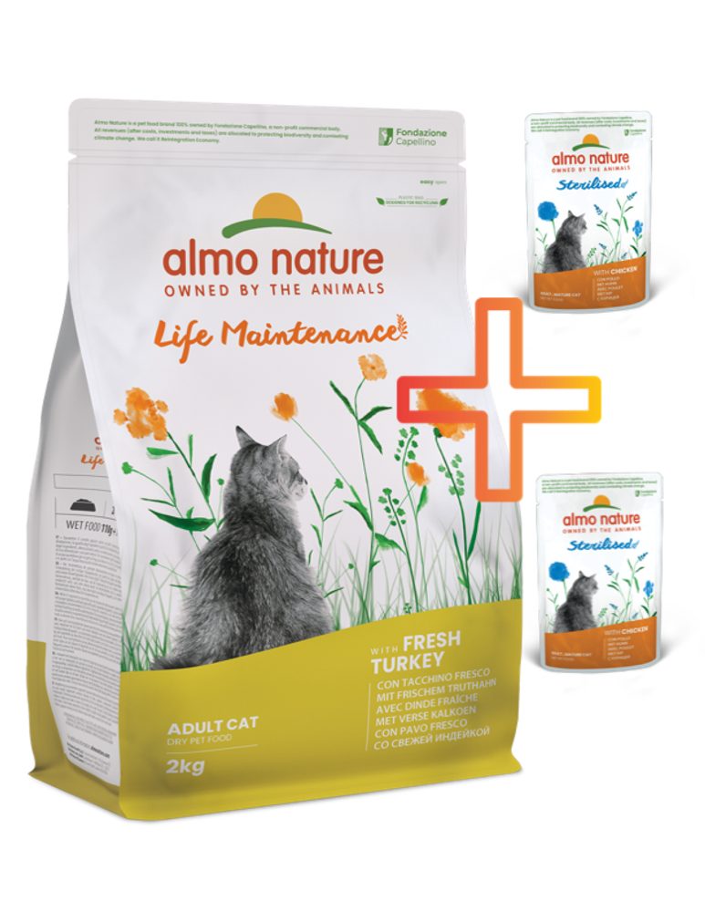 Almo Nature Holistic Maintenance - Krůtí a rýže 2kg + 2 kapsičky ZDARMA