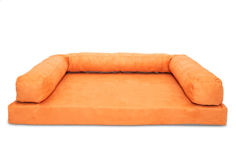 Aminela pelíšek s okrajem 100x70cm Half and Half oranžová/šedá