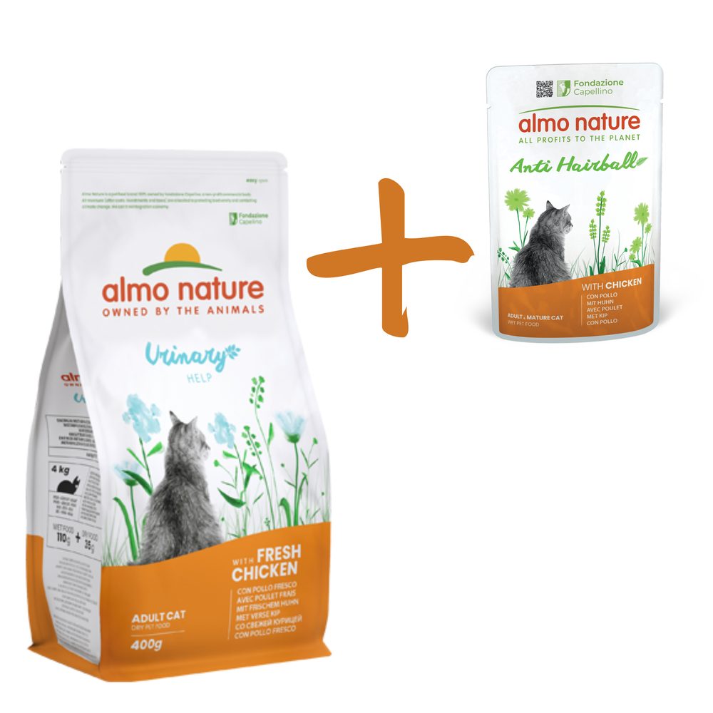 Almo Nature Urinary Help – pro zdravé močové cesty, s čerstvým kuřetem 400g + kuřecí kapsička ZDARMA