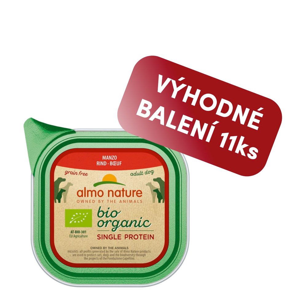 Almo Nature BiO Single protein hovězí 150g výhodné balení 11ks