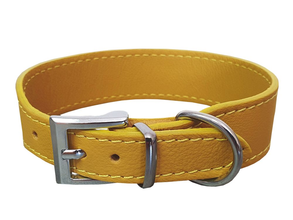 BAFPET Kožený obojek SETA - Žlutá - Žlutá - 28mm x 42cm /33-38/ 07118