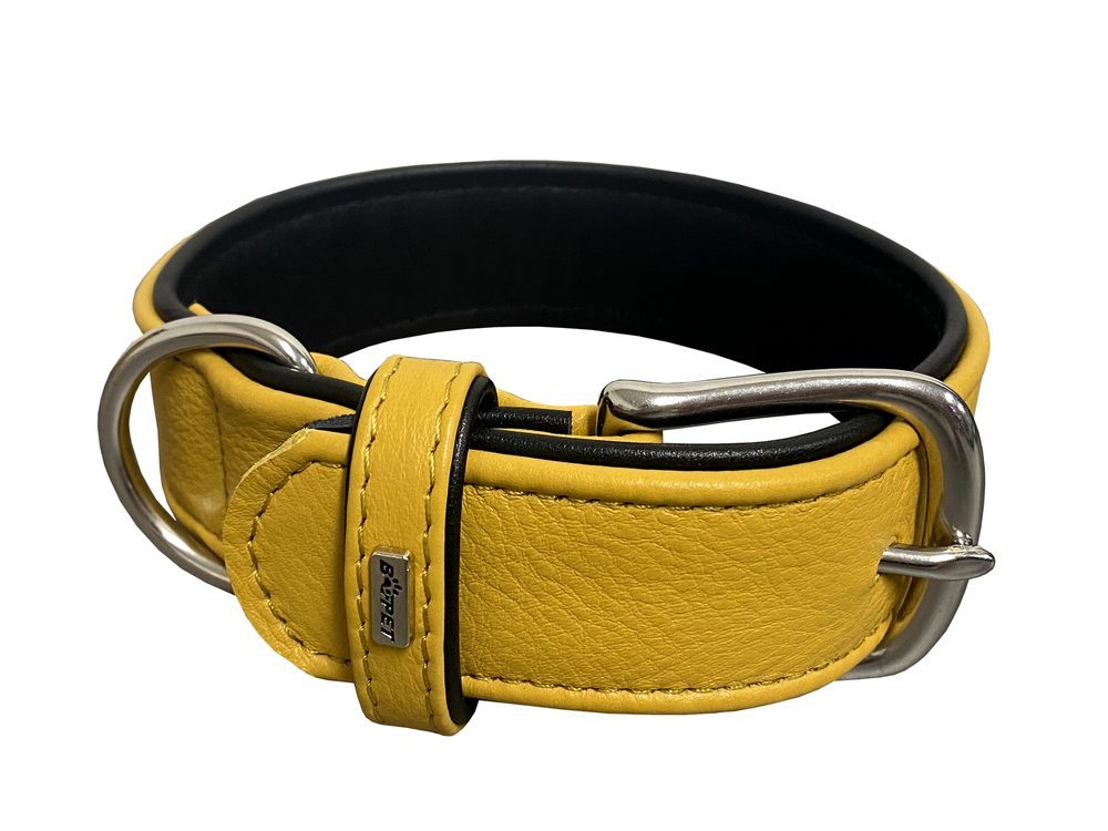 BAFPET Kožený obojek EXCLUSIVE - Žlutá