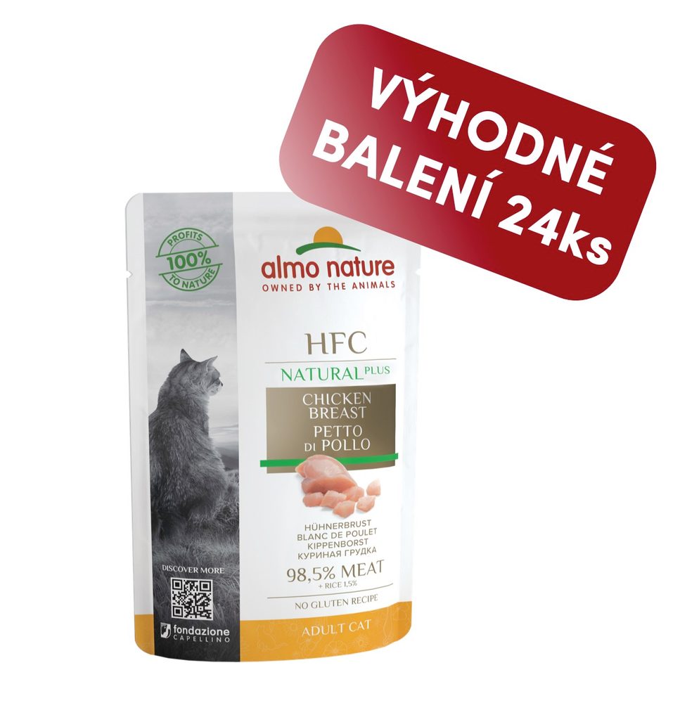 Almo Nature HFC Natural Plus - Kuřecí prsa 55g výhodné balení 24ks