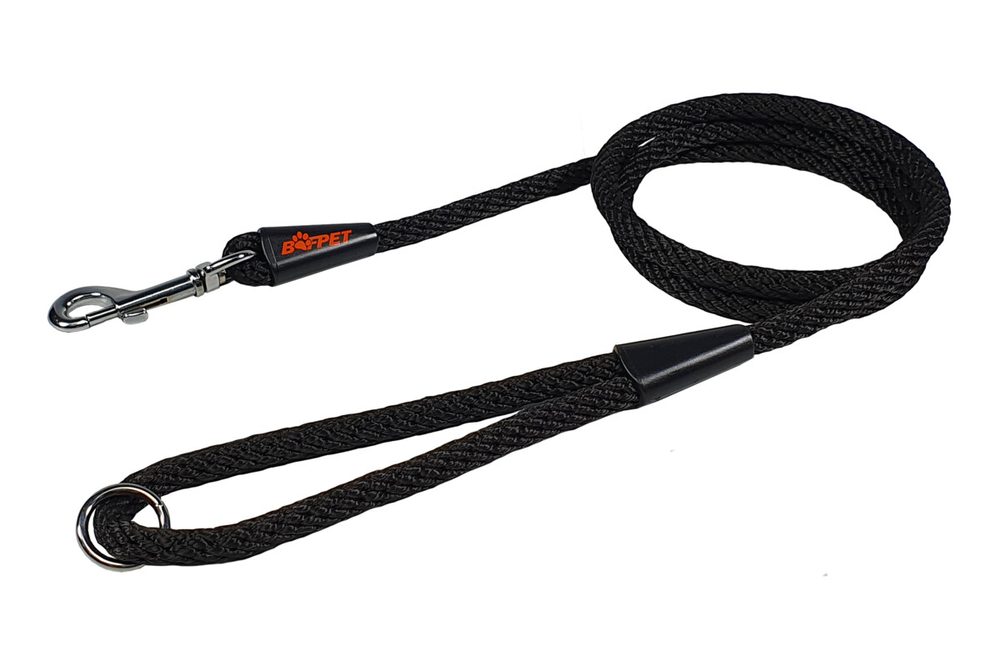 BAFPET Lanové vodítko SPIRÁLA 6mm - Černá - Černá - 6mm x 150cm 15206