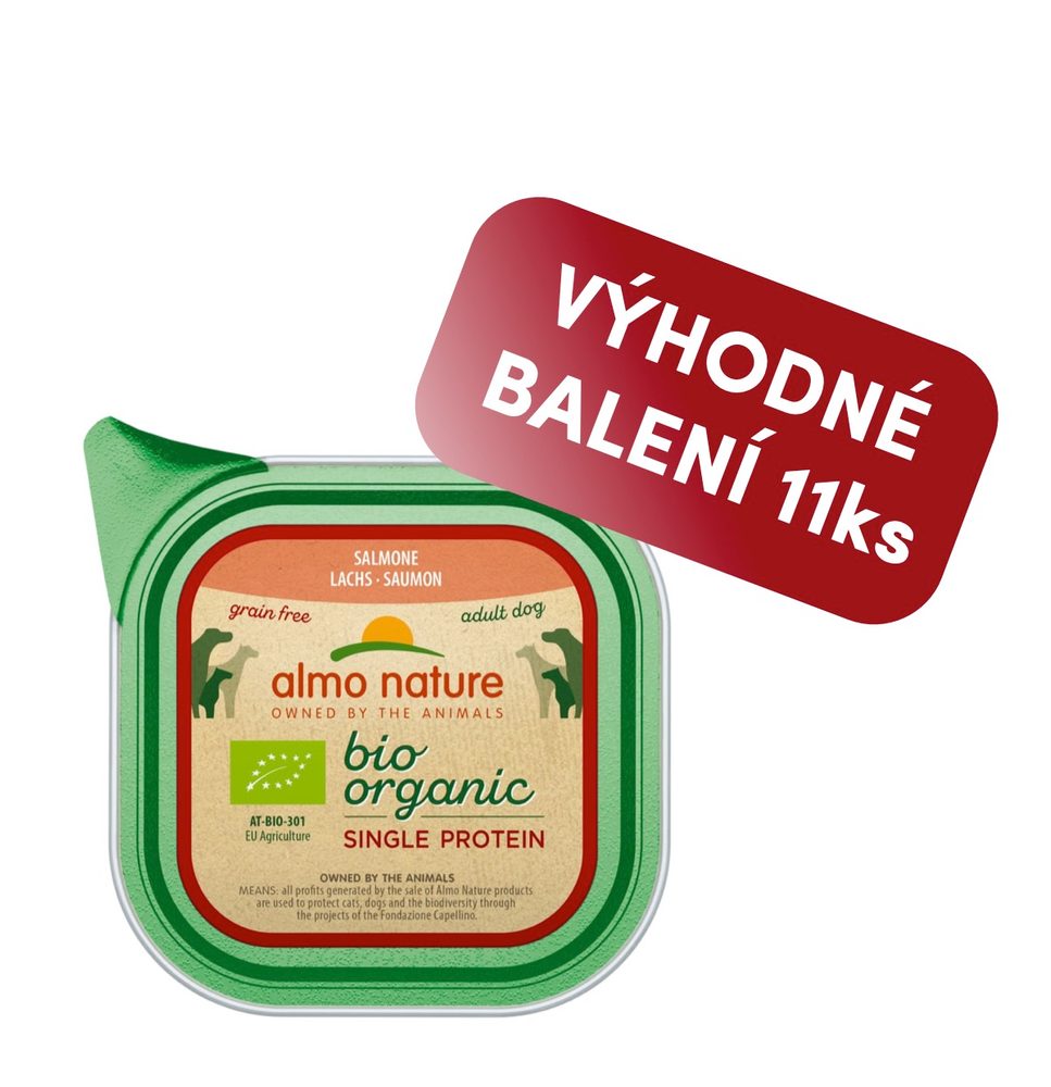 Almo Nature BiO Single protein losos 150g výhodné balení 11ks