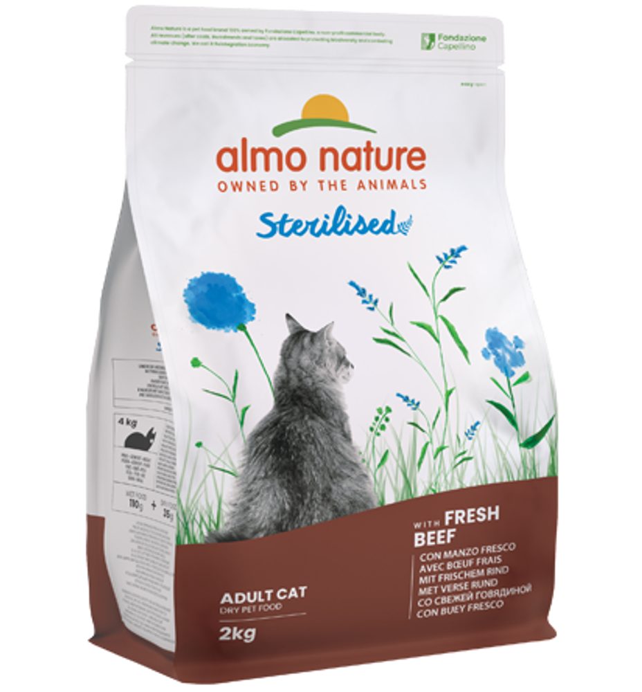 Almo Nature Sterilised - pro kastrované kočky s čerstvým hovězím 2kg