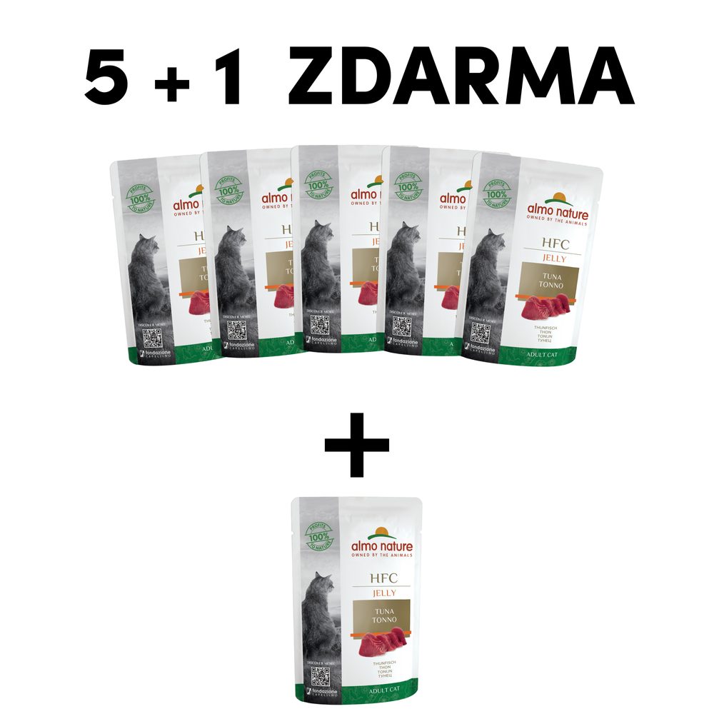 Almo Nature HFC Jelly - Tuňák v želé 55g 5+1 ZDARMA