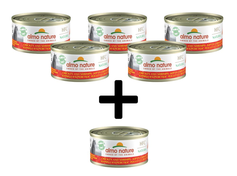 Almo Nature HFC Natural - Kuře a krevety 70g 5+1 ZDARMA