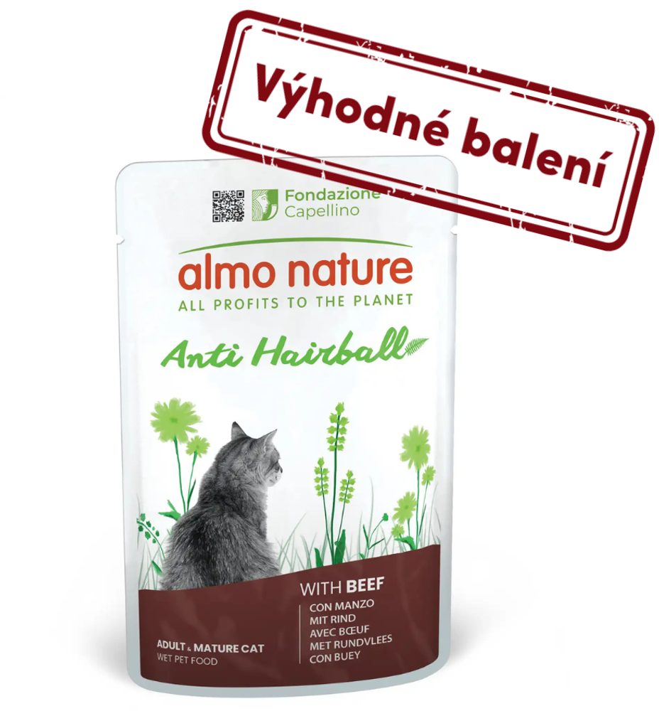 Almo Nature Holistic Anti Hairball s hovězím 70g výhodné balení 30ks