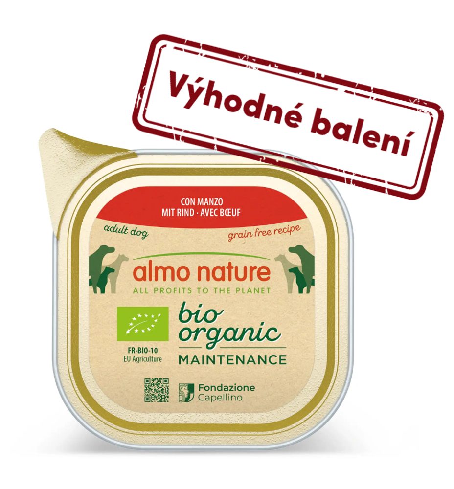 Almo Nature Bio Organic - vanička pro psy s hovězím 100g výhodné balení 32ks