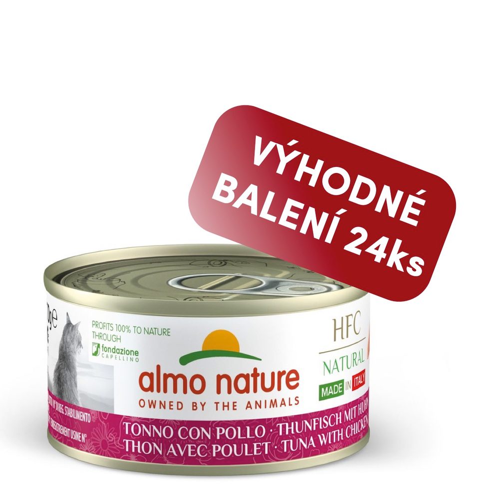 Almo Nature HFC Natural Made in Italy - Tuňák s kuřetem 70g výhodné balení 24ks