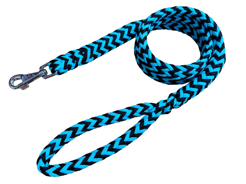 BAFPET Lanové pletené vodítko HUGO - Světle modrá