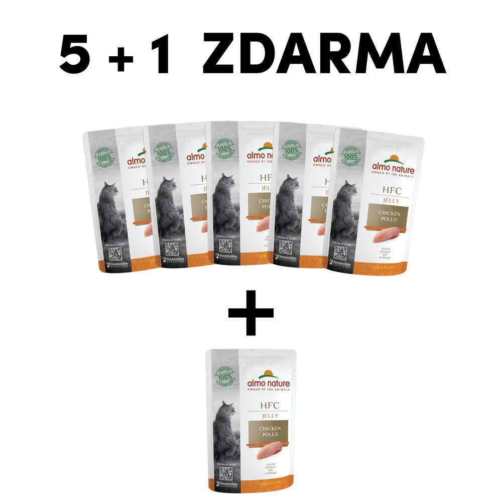 Almo Nature HFC Jelly - Kuřecí prsa v želé 55g 5+1 ZDARMA