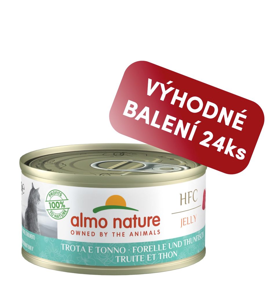 Almo Nature HFC Jelly - Pstruh a tuňák 70g výhodné balení 24ks