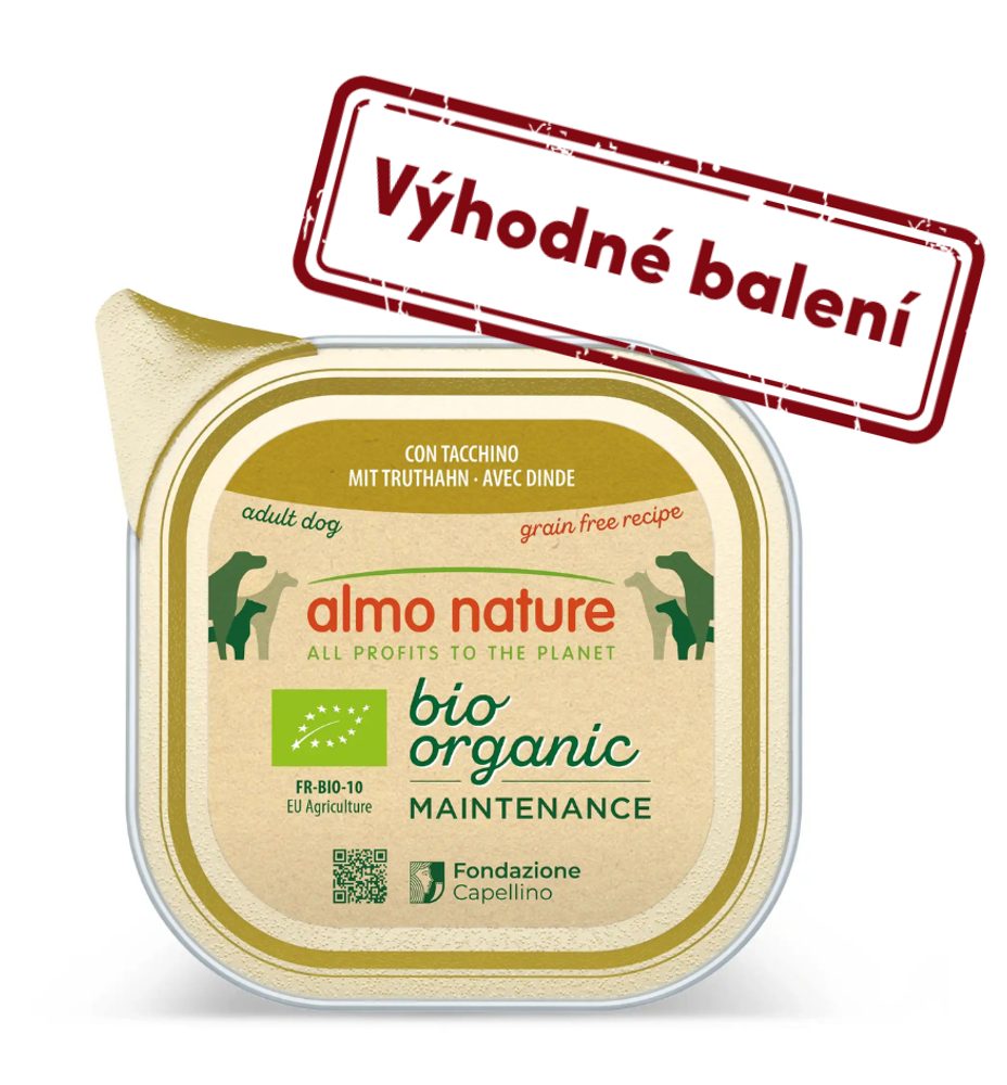Almo Nature Bio Organic - vanička pro psy s krůtou 100g výhodné balení 32ks