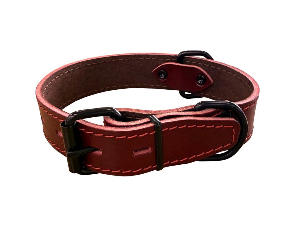 BAFPET Obojek HERRY, obšitý, černé kování - Bordó