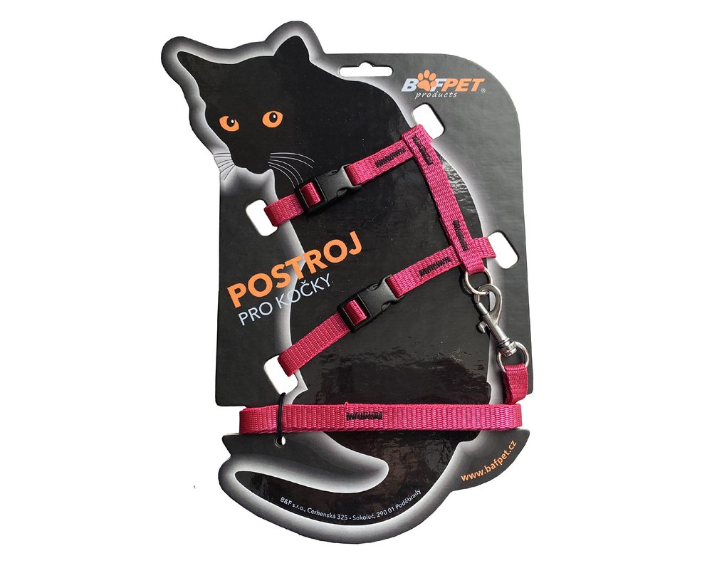 BAFPET Set postroj + vodítko pro kočky - Fuchsie