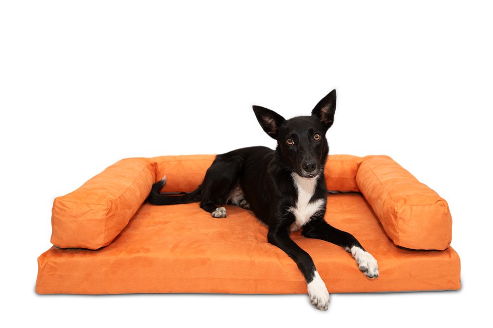 Aminela pelíšek s okrajem 120x80cm Half and Half oranžová/šedá