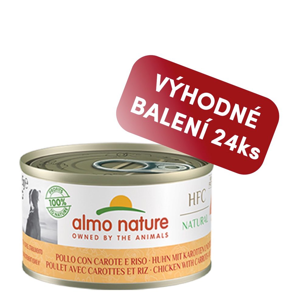 Almo Nature HFC DOG - Kuřecí s mrkví a rýží 95g výhodné balení 24ks