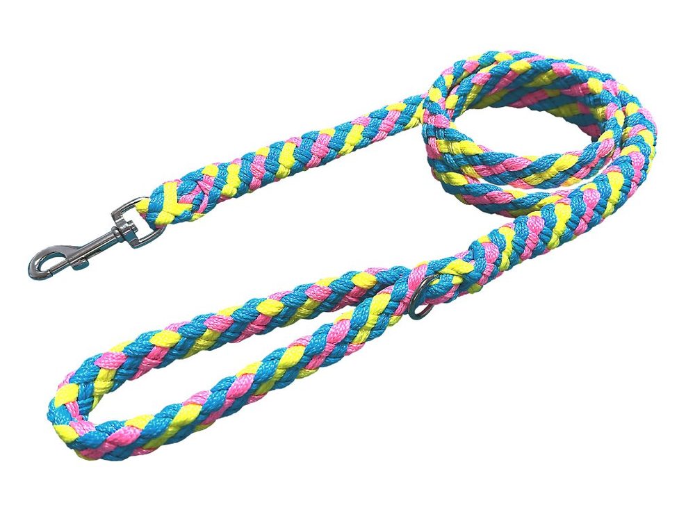 BAFPET Lanové vodítka pletené MINIHUGO - Růžová - Růžová - 20mm x 150cm 17205A