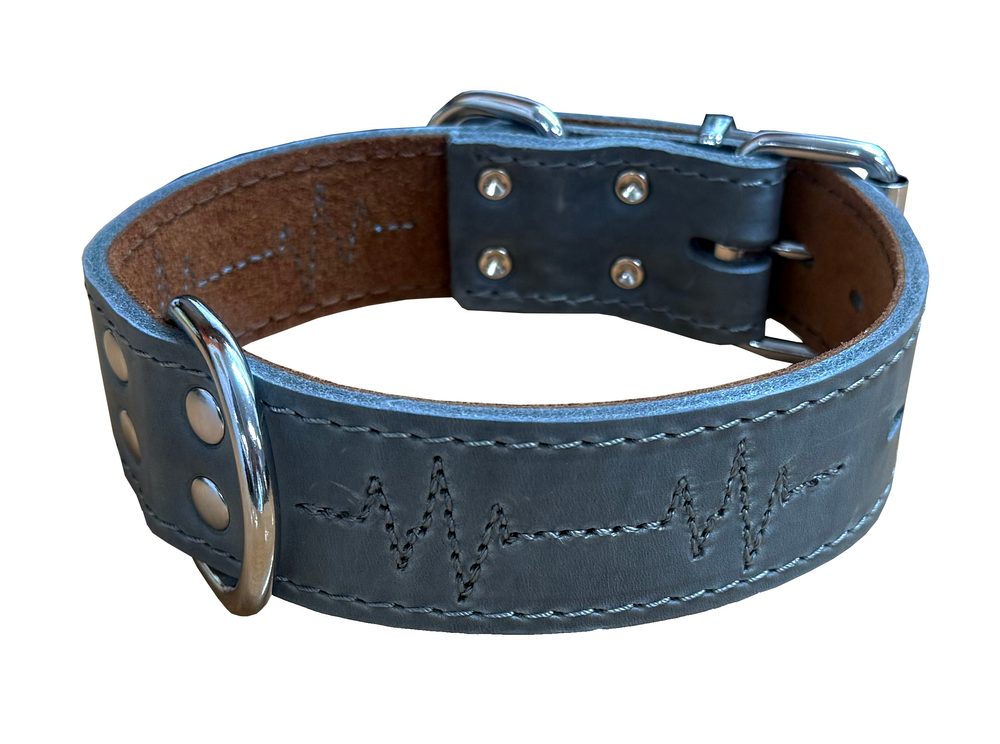 BAFPET Kožený obojek EKG - Šedá