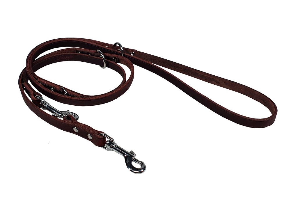 BAFPET Vodítko přepínací z maštěné kůže ZUBR - Hnědá