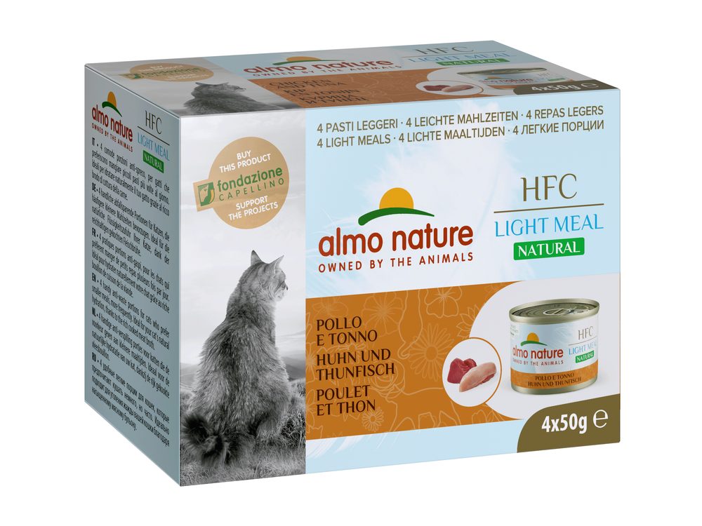 Almo Nature HFC Natural Light Meal Cat Megapack kuřecí a tuňák 4x50g exp 03/2024 SLEVA 30%