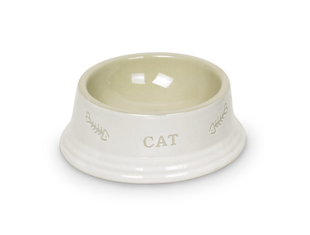 Nobby Cat keramická miska 14 x 4,8 cm bílá