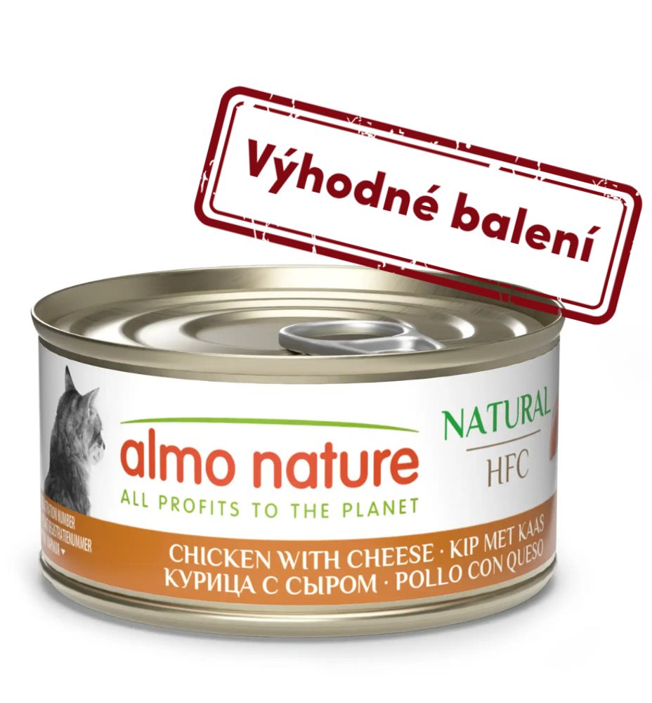 Almo Nature HFC Natural - Kuře a sýr 70g výhodné balení 24ks