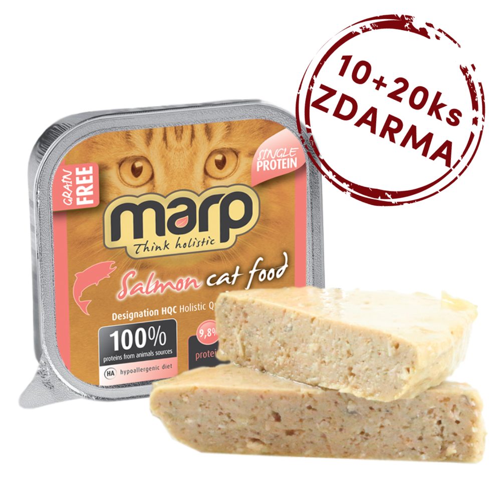 Marp Holistic Marp Salmon vanička pro kočky s lososem 100g exp 09/2023 10ks + 20ks ZDARMA