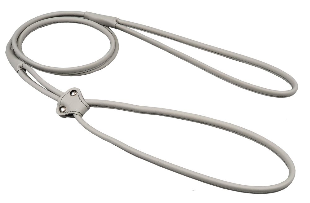 BAFPET Předváděcí vodítko z šité kulaté kůže - Šedá