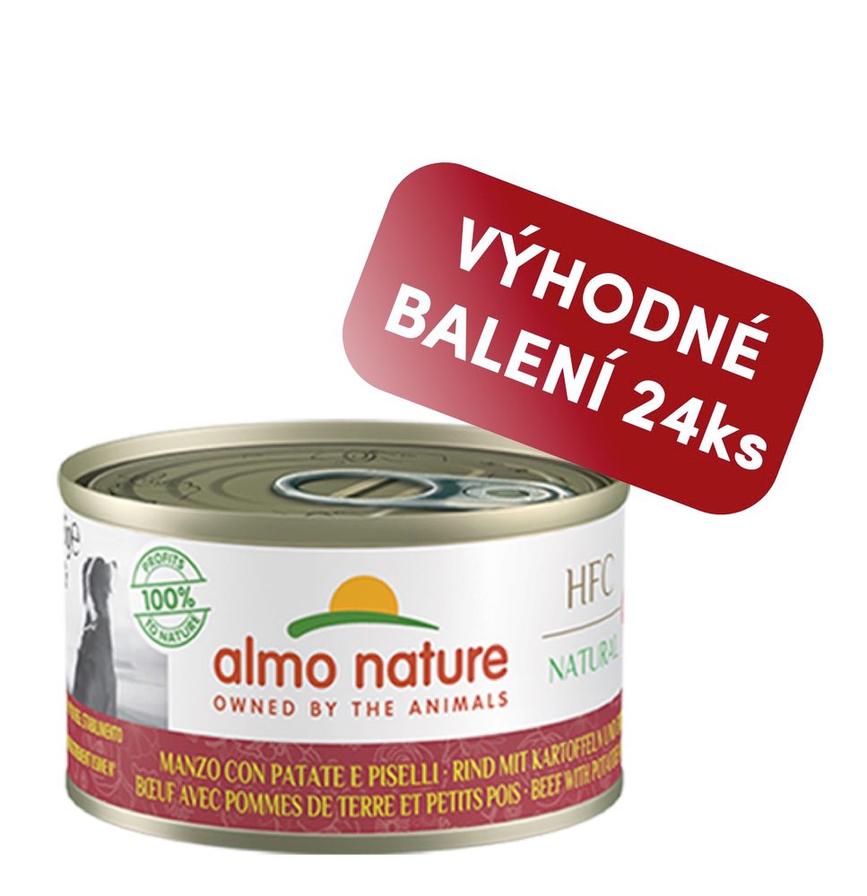 Almo Nature HFC DOG - Hovězí s bramborem a hráškem 95g výhodné balení 24ks