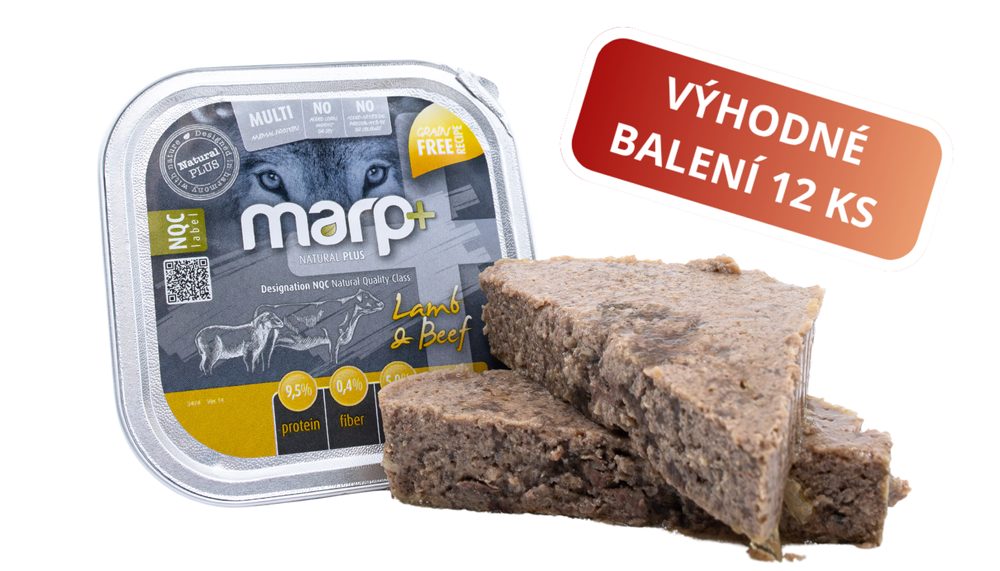 Marp Natural Plus vanička pro psy s jehněčím a hovězím 12x150g