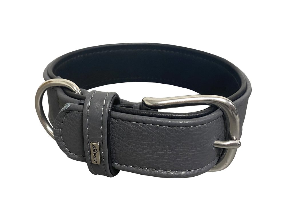 BAFPET Kožený obojek EXCLUSIVE - Šedá