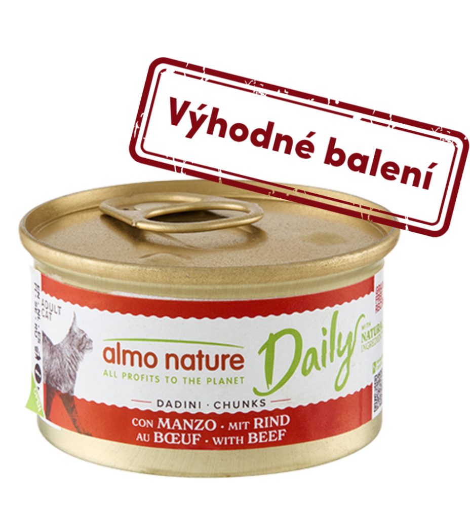 Almo Nature Daily Menu - Kousky s hovězím 85g výhodné balení 24ks