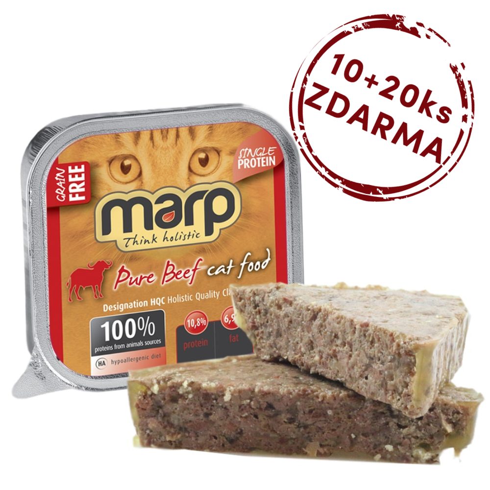 Marp Holistic Marp Beef vanička pro kočky s hovězím 100g exp 09/2023 10ks + 20ks ZDARMA