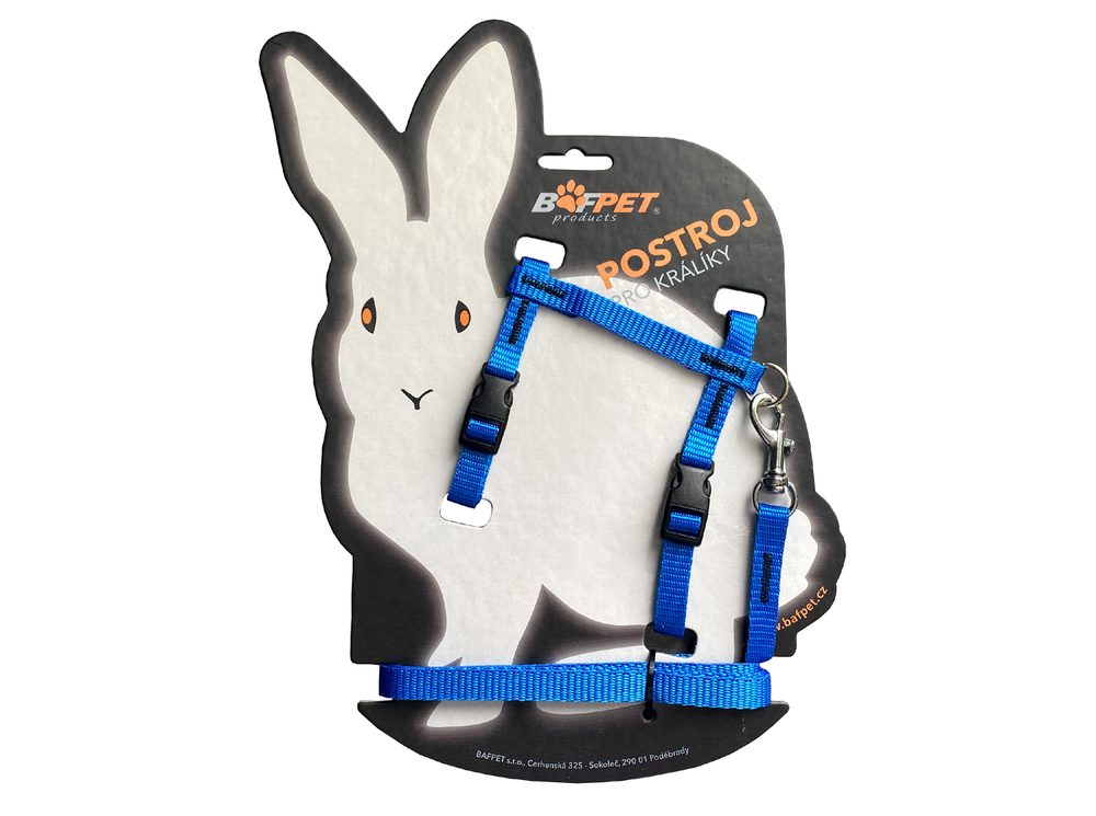 BAFPET Set postroj + vodítko pro králíky - Modrá