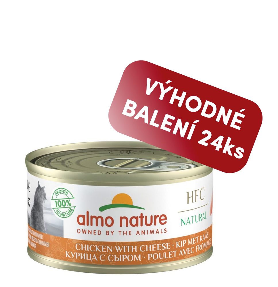 Almo Nature HFC Natural - Kuře a sýr 70g výhodné balení 24ks