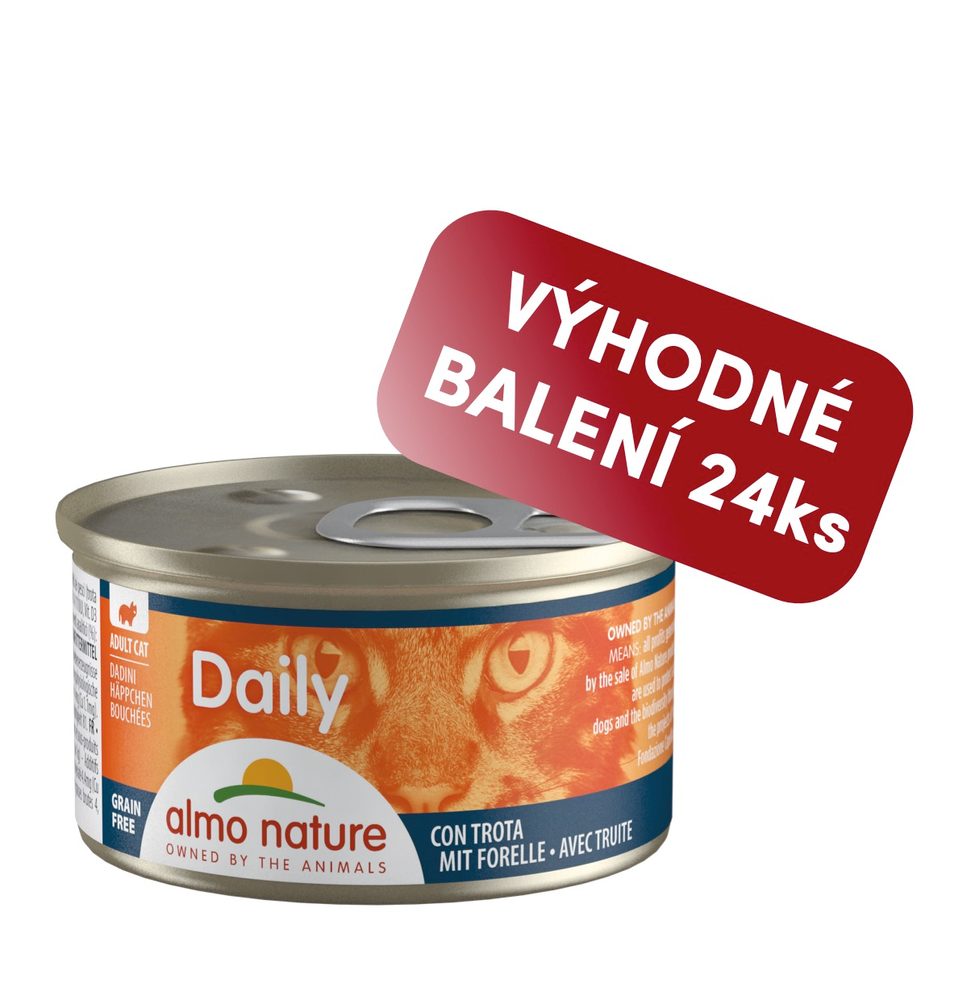 Almo Nature Daily Menu WET CAT - Kousky se pstruhem 85g výhodné balení 24ks