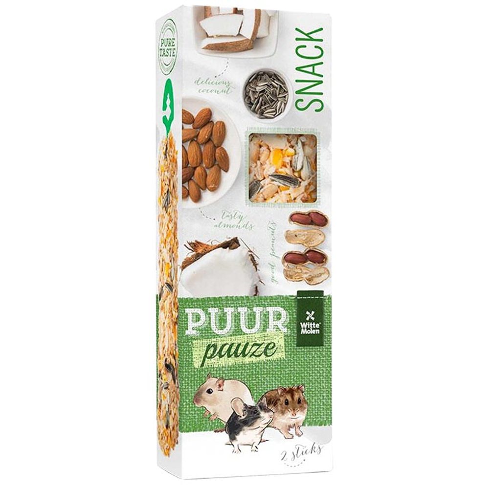 Witte Molen PUUR PUUR pauze drobný savec - tyčinka, ořechy 110 g EXP 02/2025 sleva 20%