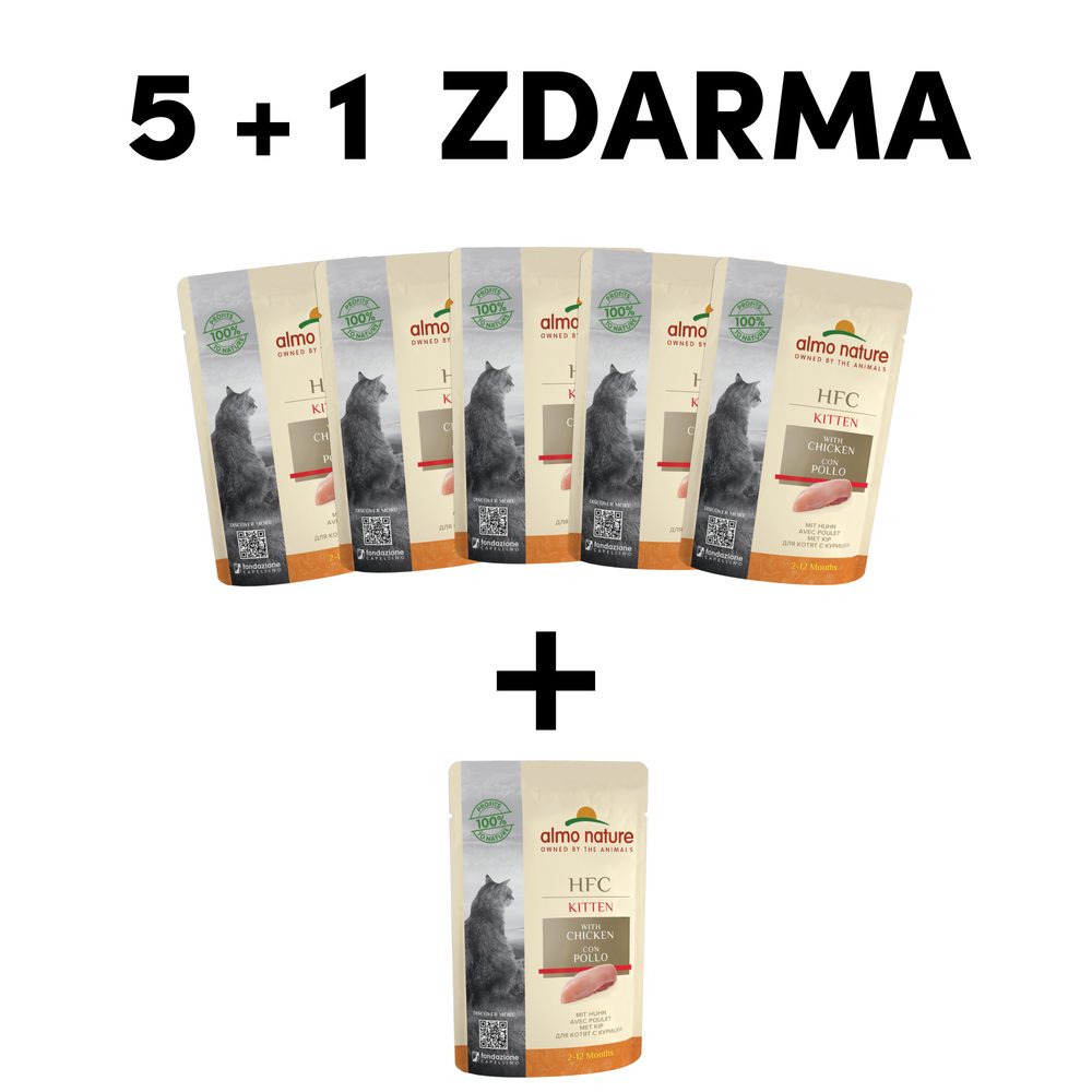 Almo Nature HFC Kitten - s kuřecím 55g 5+1 ZDARMA