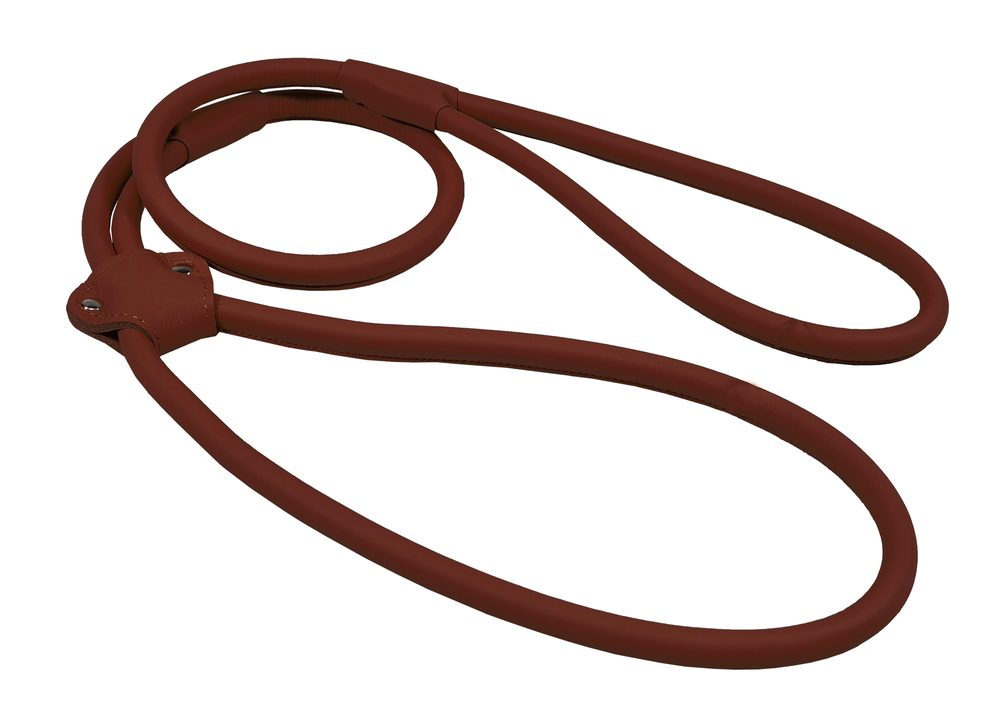 BAFPET Předváděcí vodítko z šité kulaté kůže - Hnědá