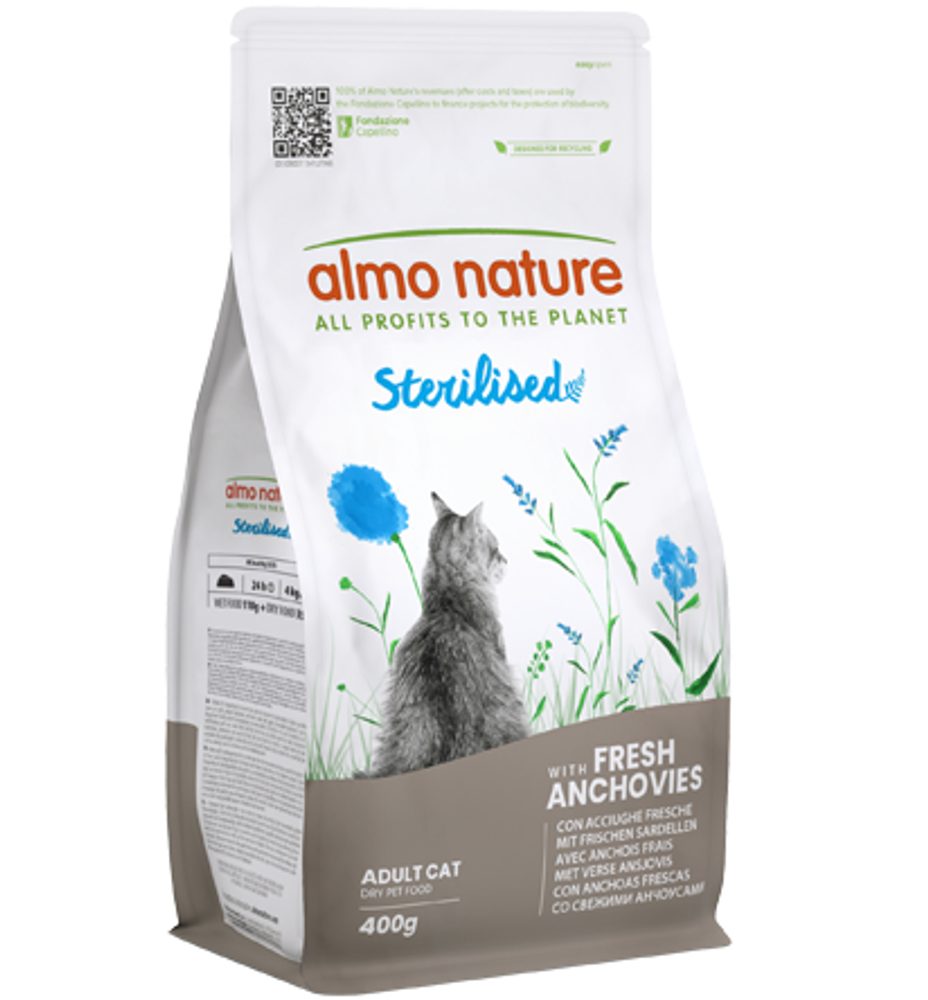 Almo Nature Sterilised - pro kastrované kočky s ančovičkami 400g EXP 6/2026 SLEVA 20%