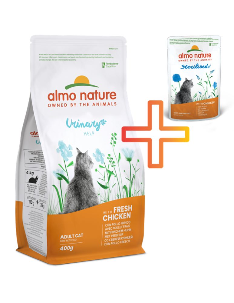 Almo Nature Holistic Urinary Help – pro zdravé močové cesty, s čerstvým kuřetem 400g + 1 kapsička ZDARMA