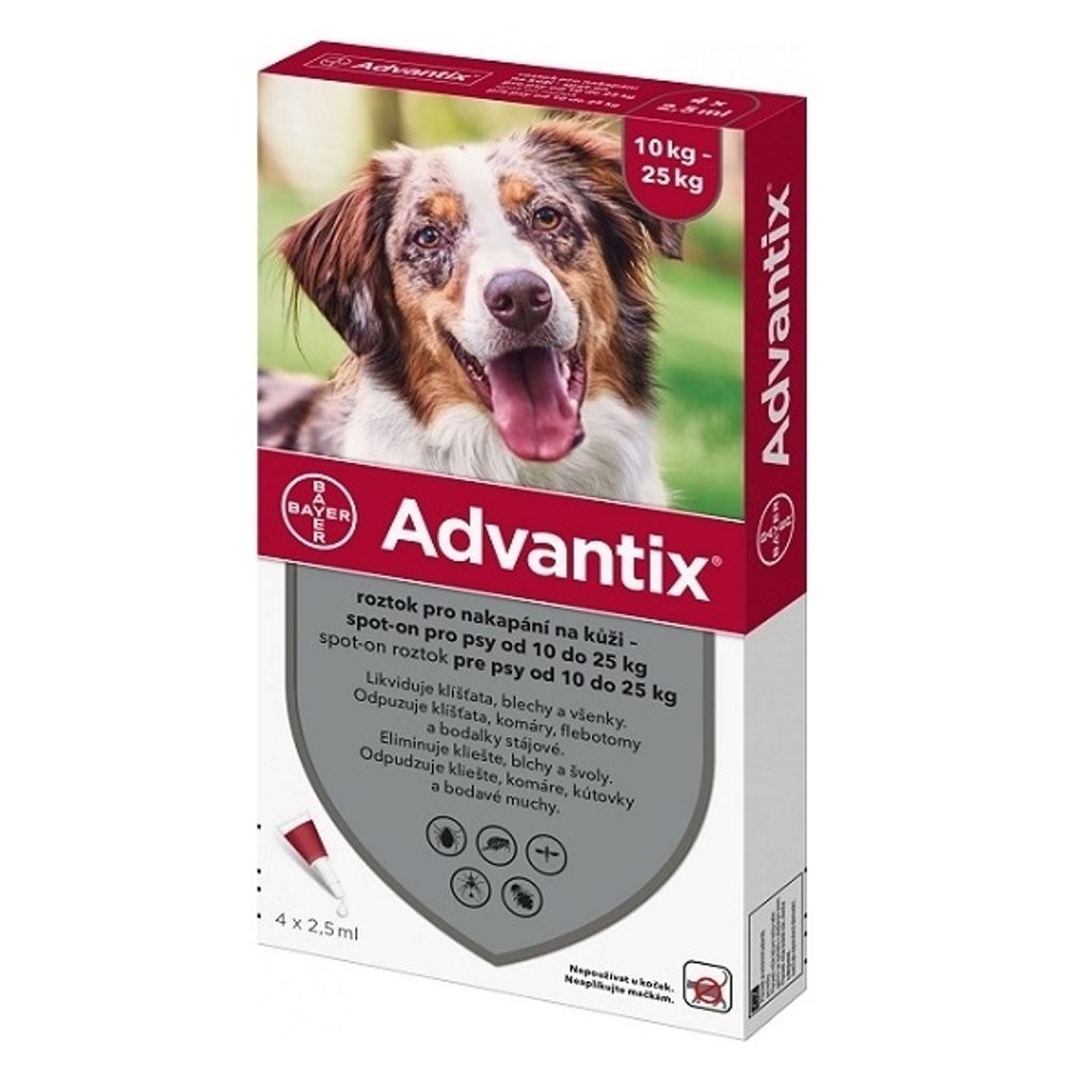 Advantix Spot On pro psy 10-25kg (2,5ml) - Bayer - Antiparazitika - -  Krmiva-pucalka.cz
