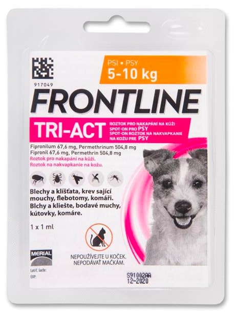 Frontline TRI-ACT spot-on pro psy S (1x1ml) 5-10kg - Frontline -  Antiparazitika - - Krmiva-pucalka.cz