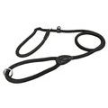 Vodítko předváděcí JEDNOBAREVNÉ lano, šité kůží - Černá